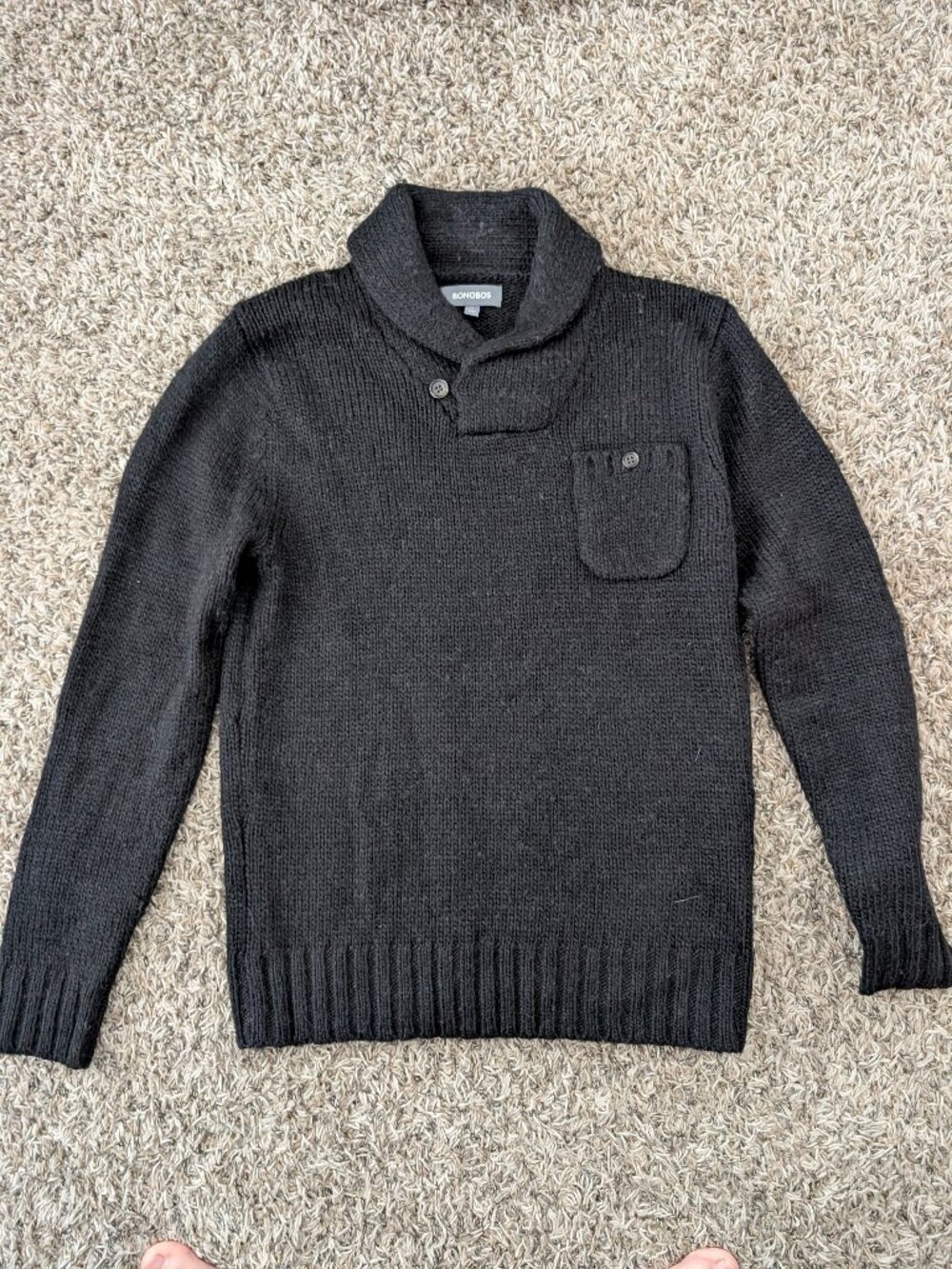 Bonobos Heavyweight Black Shawl Collar Sweater - Medium